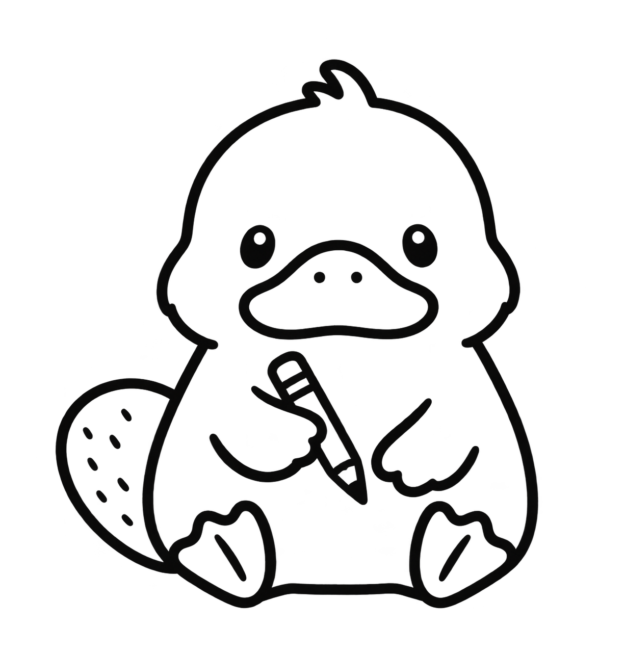 A friendly platypus drawn in a clean outline